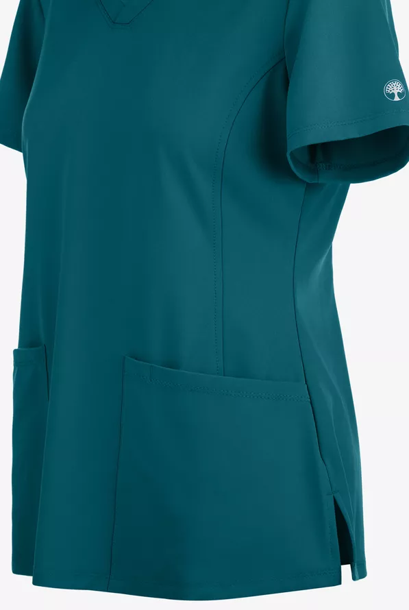 HE2500_022626_CARIB_4 HH Works by Healing Hands Monica Women's 4-Pocket STRETCH V-Neck Scrub Top