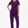 HE2500_022626_EGGPL_2_HV HH Works by Healing Hands Monica Women's 4-Pocket STRETCH V-Neck Scrub Top